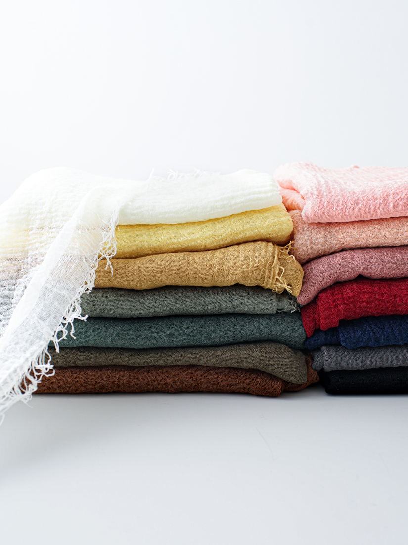 毛邊洗皺棉圍巾