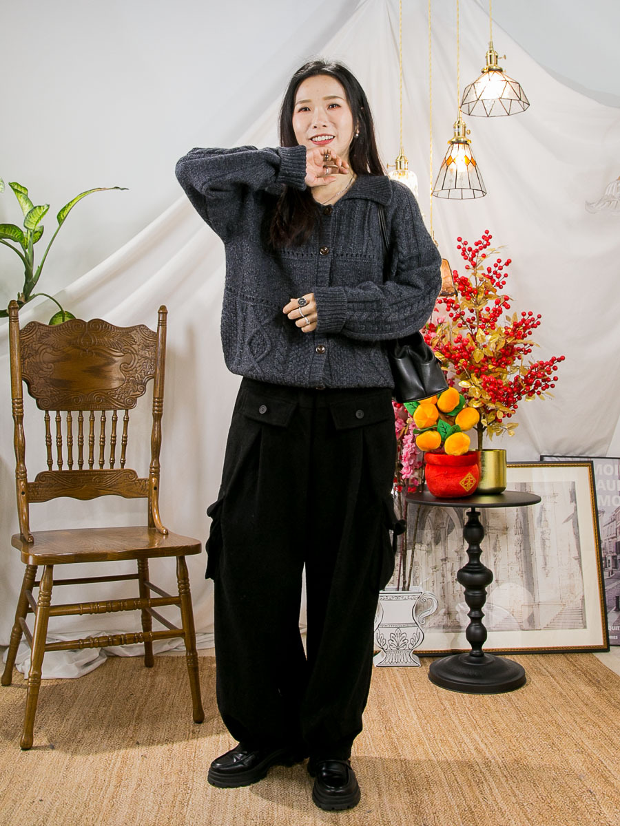 ⬇️開倉低至半價😱FINALSALE📣全開胸扣鈕．扭紋 毛毛冷料外套【不設退換】