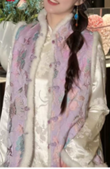 0109An28-春節靚衫-中式背心 (粉藍/粉紫)（A28）