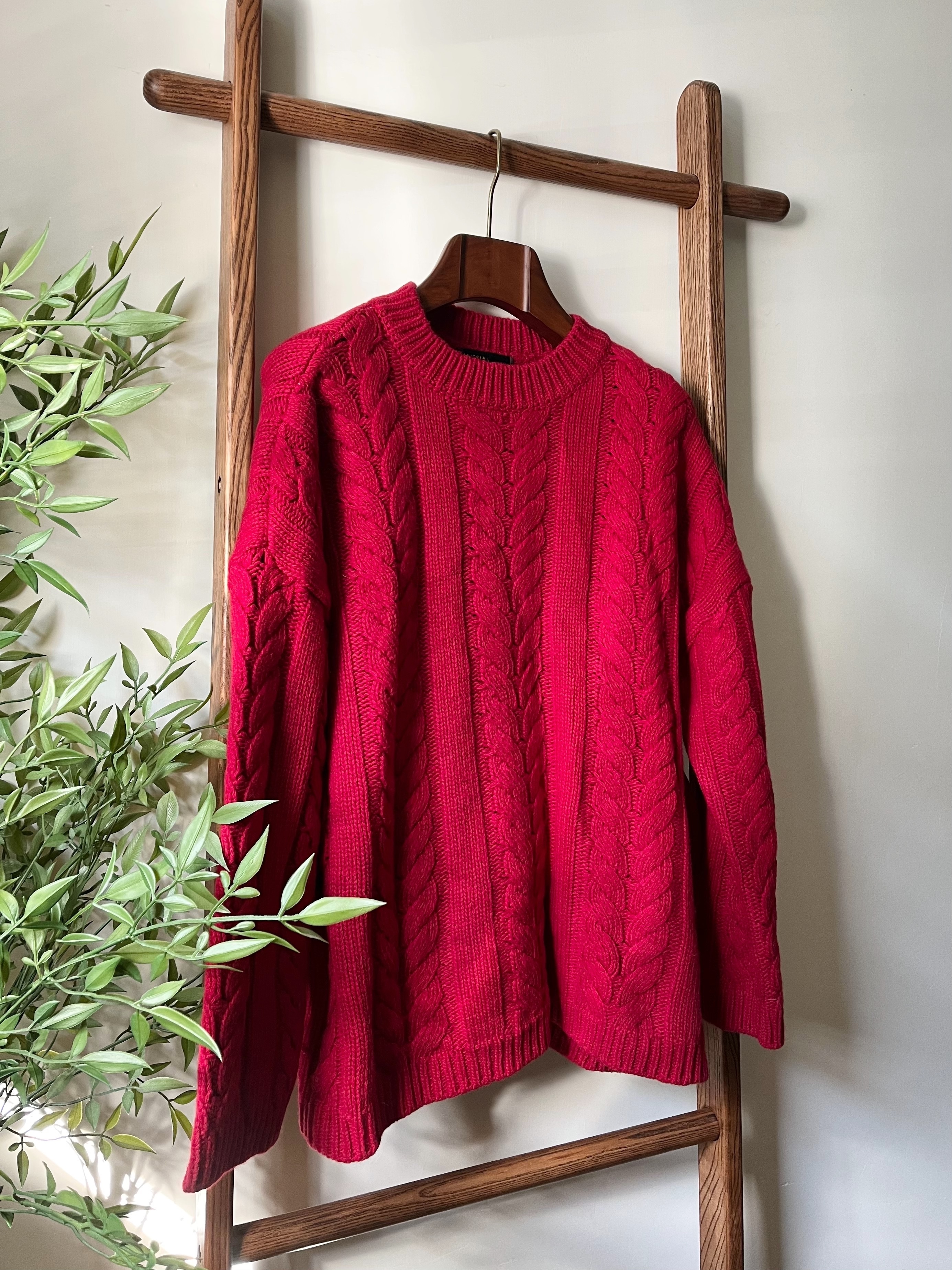 🌿紅色扭紋冷衫