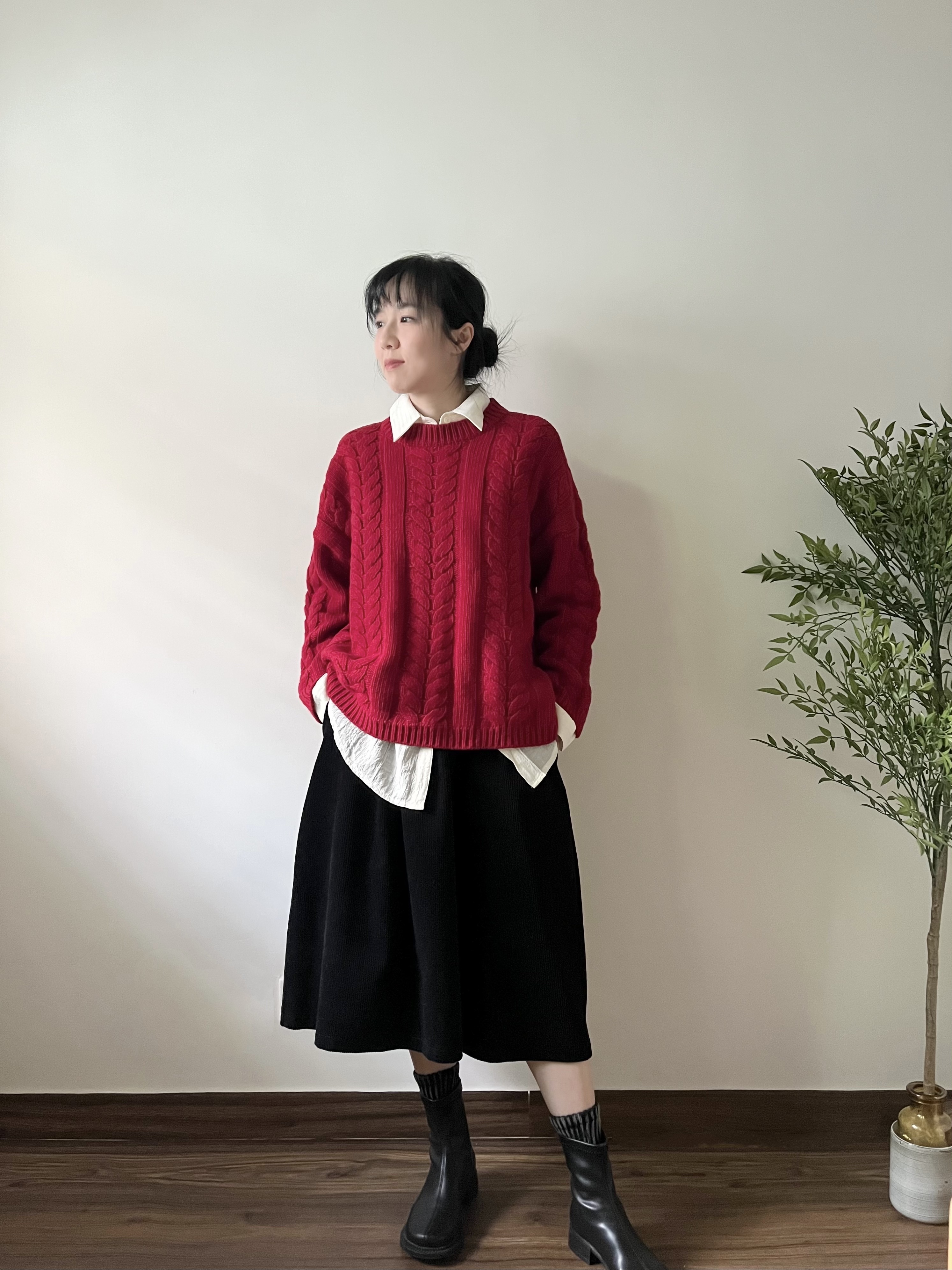 🌿紅色扭紋冷衫