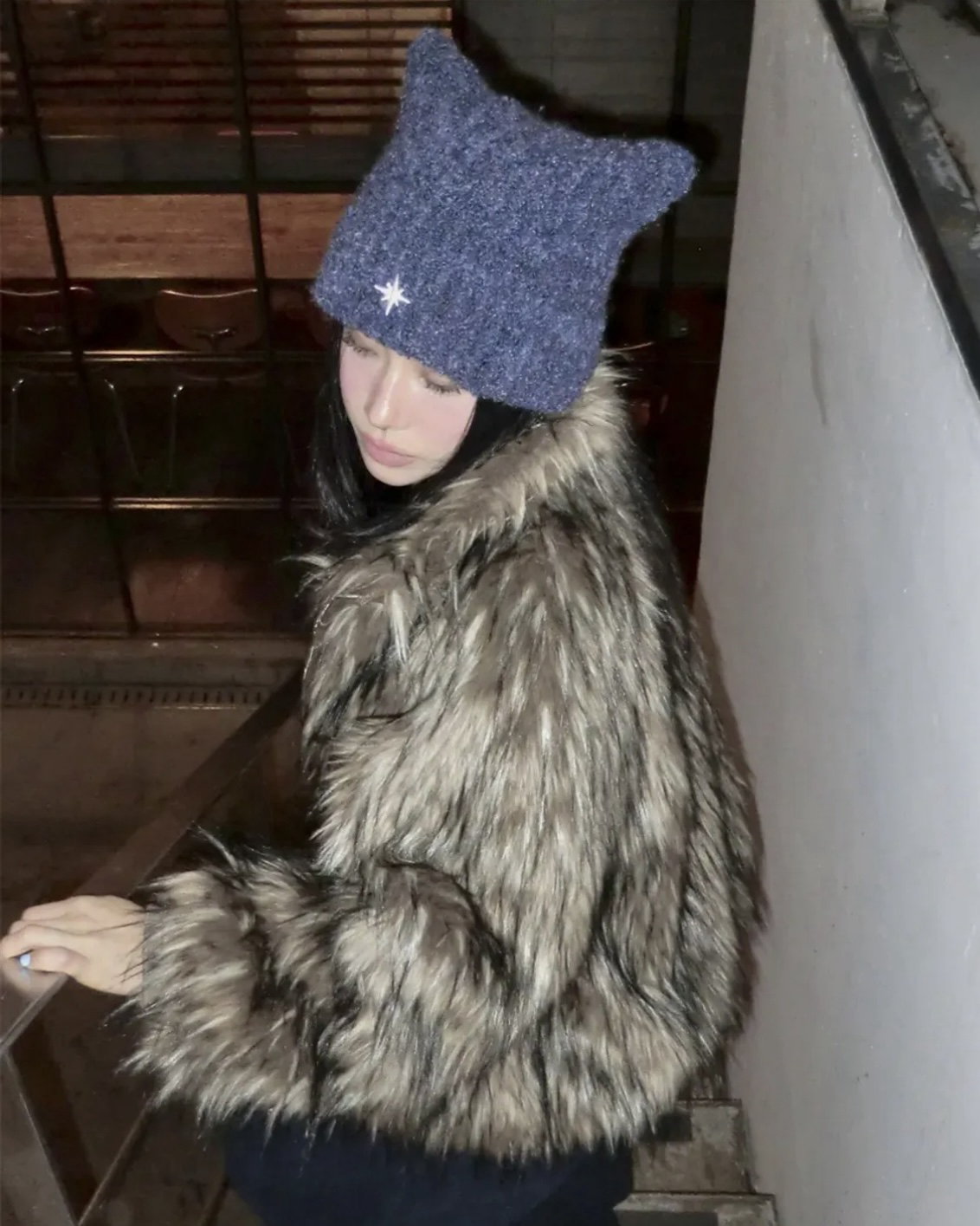 韓國🇰🇷 NOMBRE 刺繡貓耳毛線帽 毛帽 MLB平替 共3色