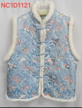 0109An32-春節靚衫-中式背心 (粉藍)（A32）