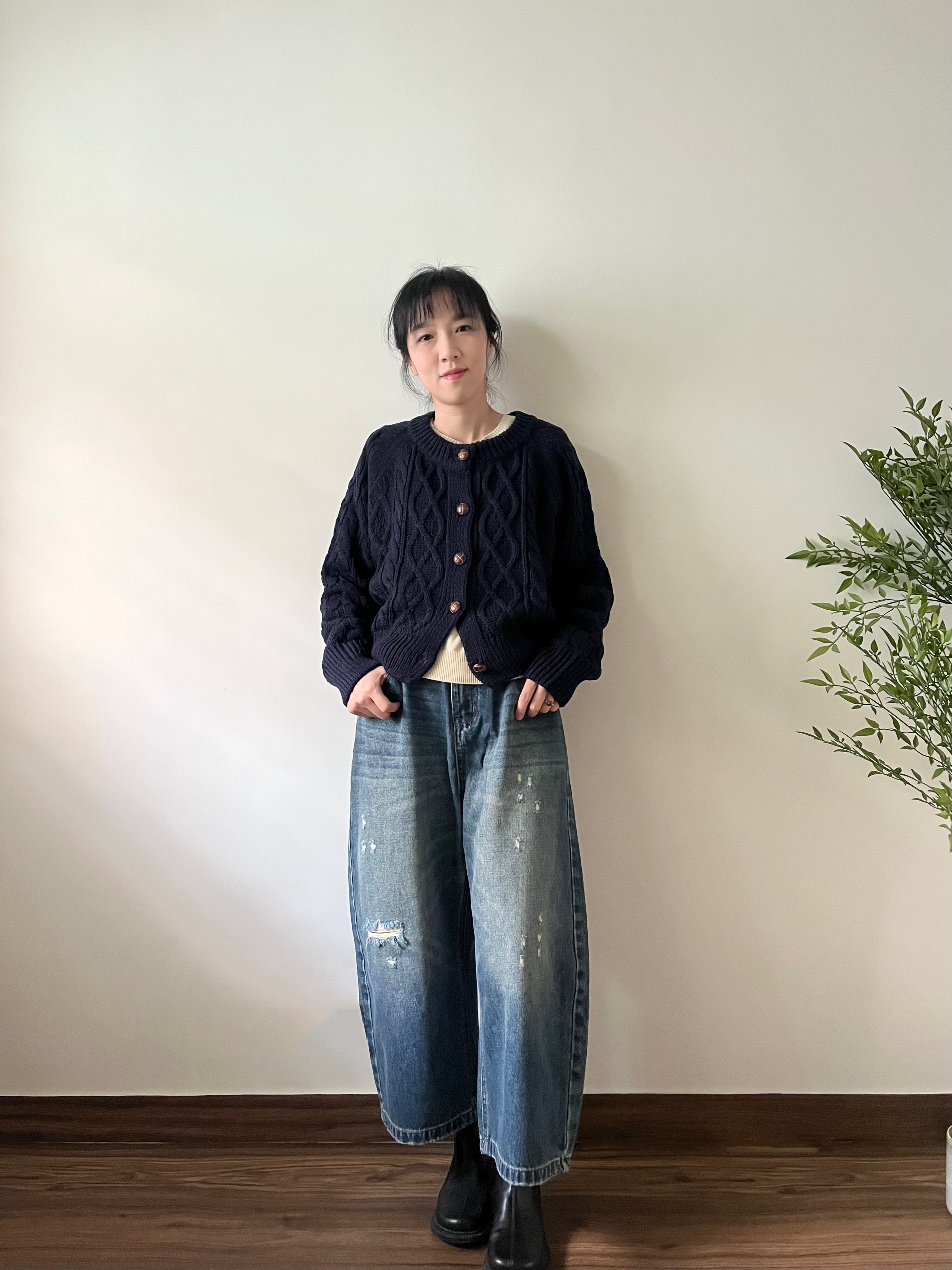 🌿冬菇鈕 扭紋 冷外套