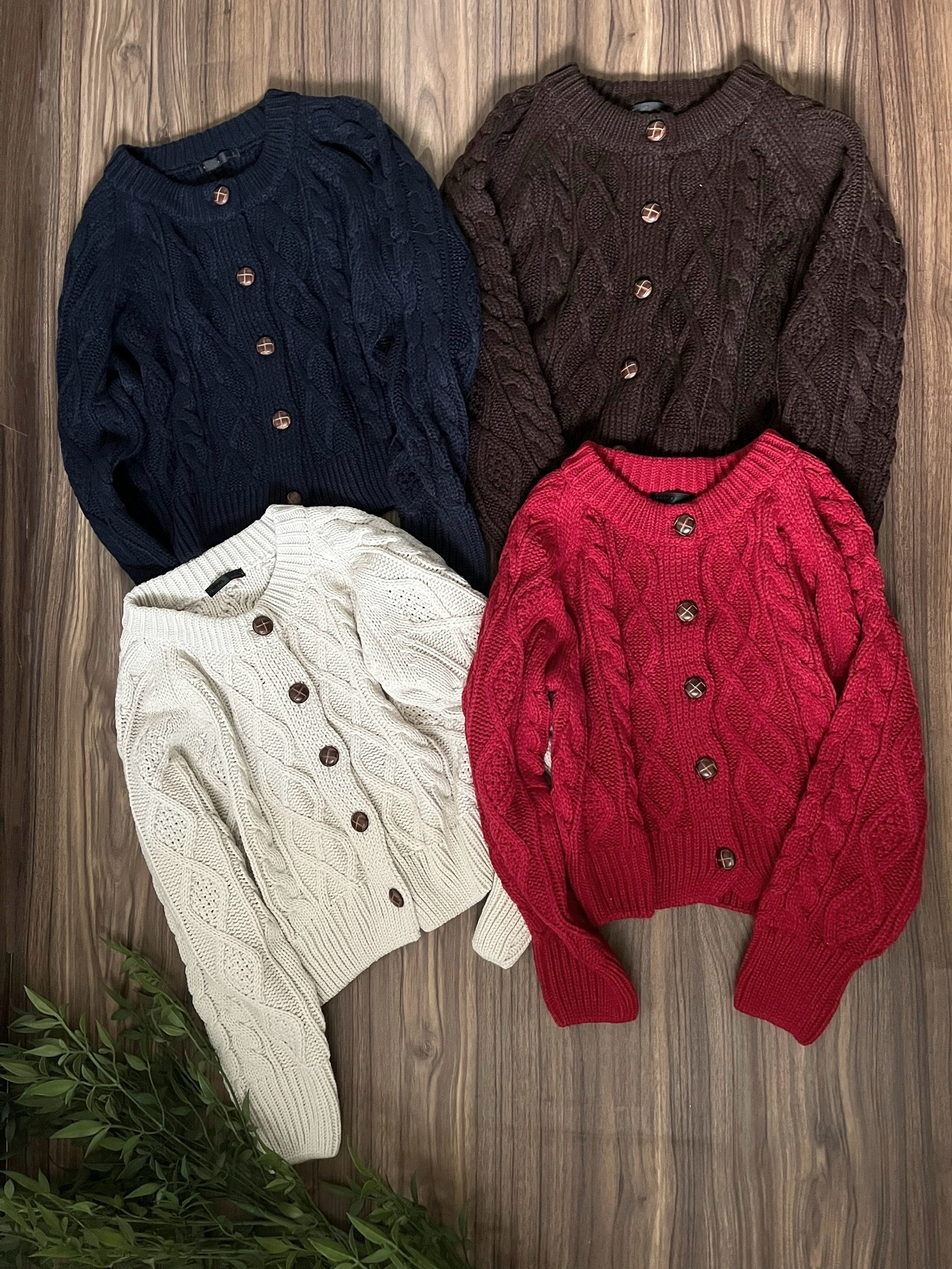 🌿冬菇鈕 扭紋 冷外套