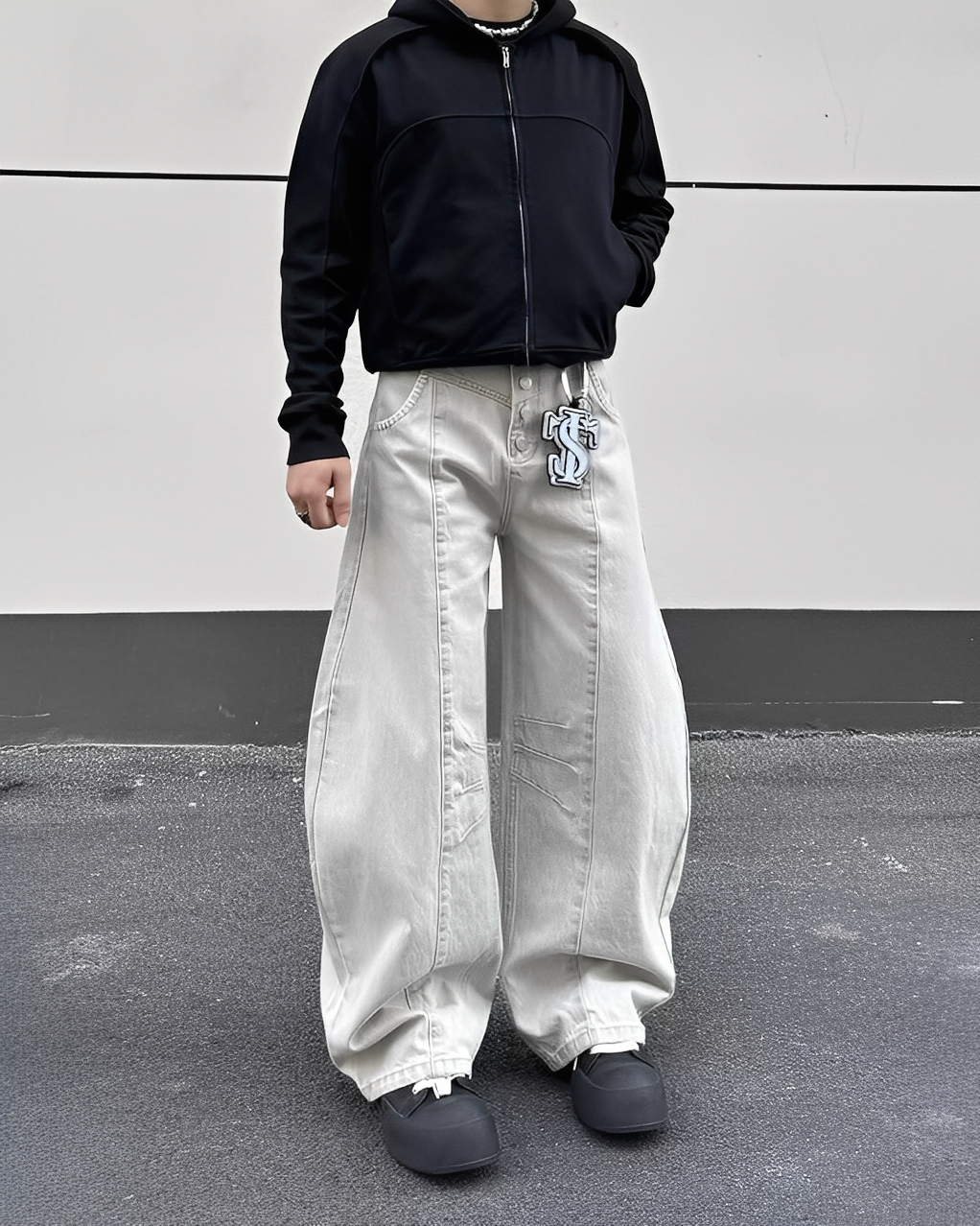 美式 復古 解構 水洗 彎刀 牛仔 長褲 彎刀褲