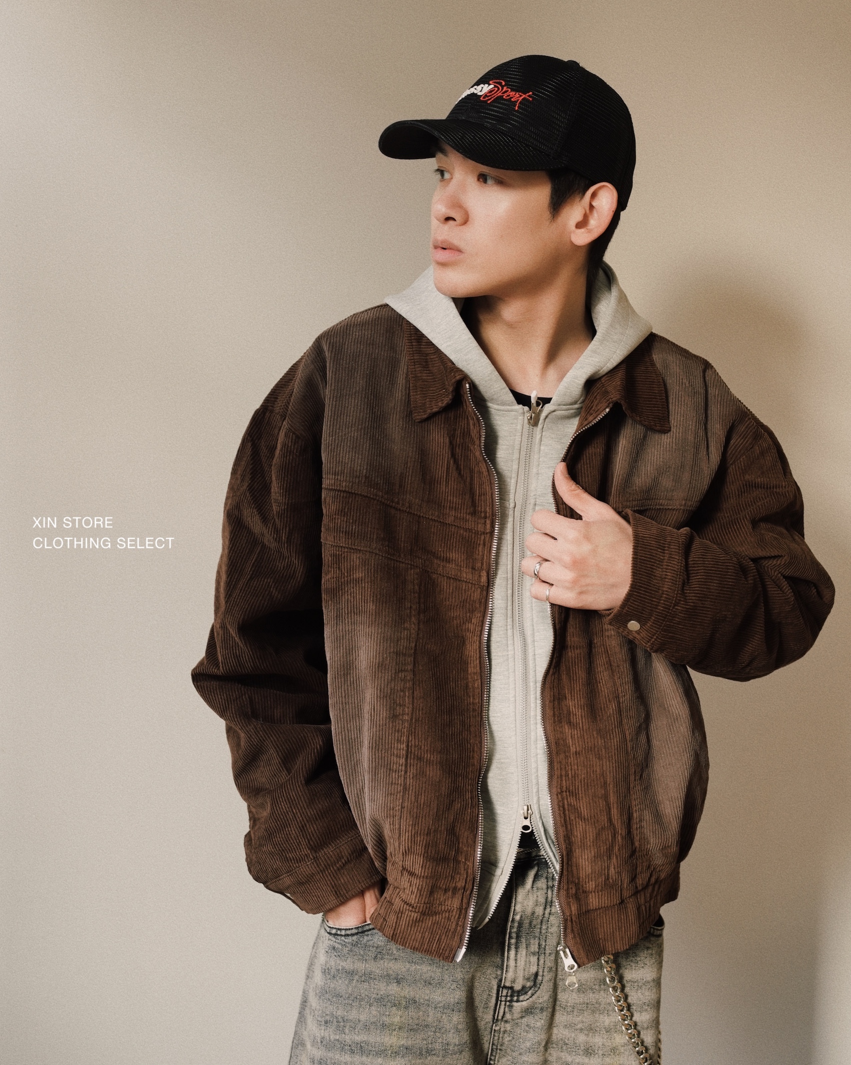 <燈燈燈等>XIN SELECT 燈芯絨 刷洗 翻領 外套 二色 99068