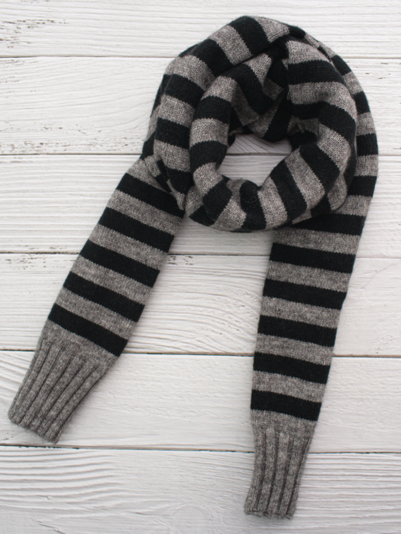 條紋袖子造型針織圍巾