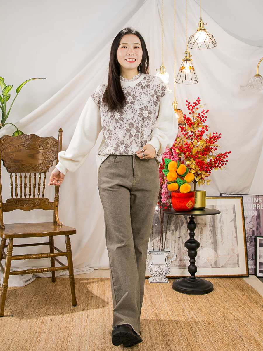 ⬇️開倉低至半價😱FINALSALE📣 領位LACE RUFFLE．前幅 拼色LACE PRINT．絨絨料TOP【不設退換】