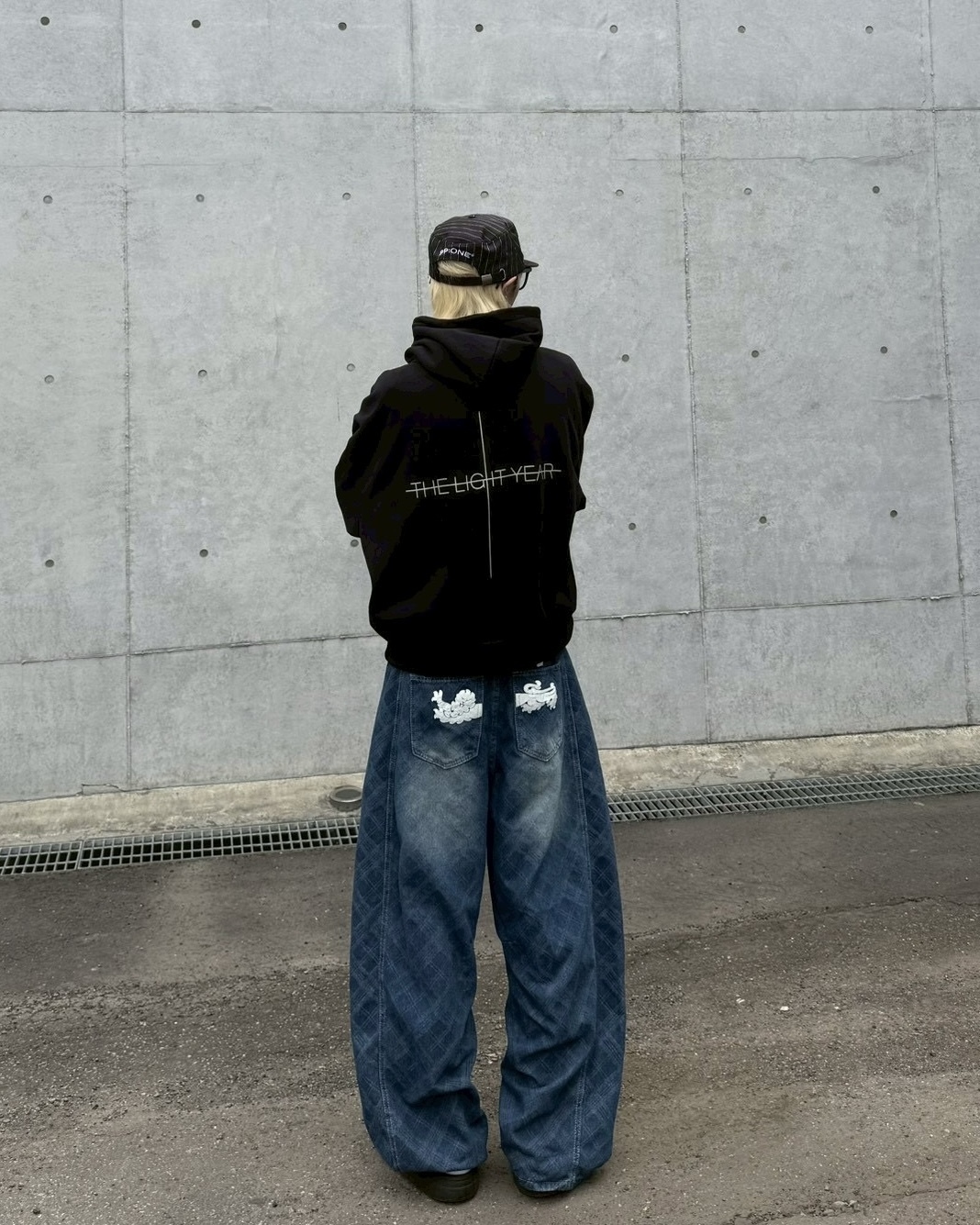 BOXY 後十字 字母 寬短 刷毛 連帽 長袖 帽T