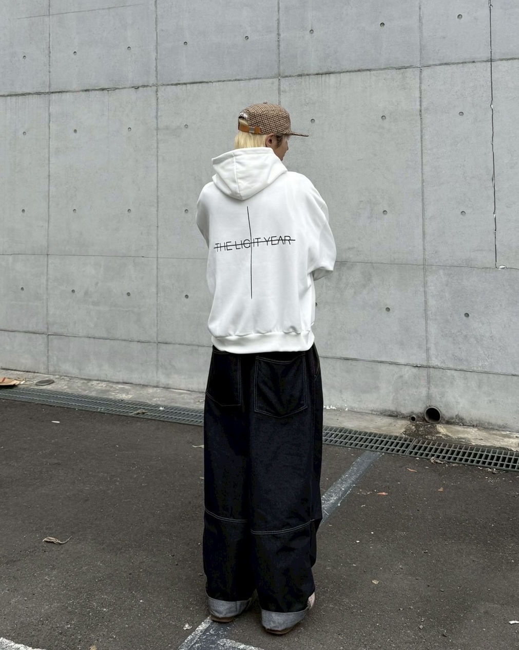 BOXY 後十字 字母 寬短 刷毛 連帽 長袖 帽T