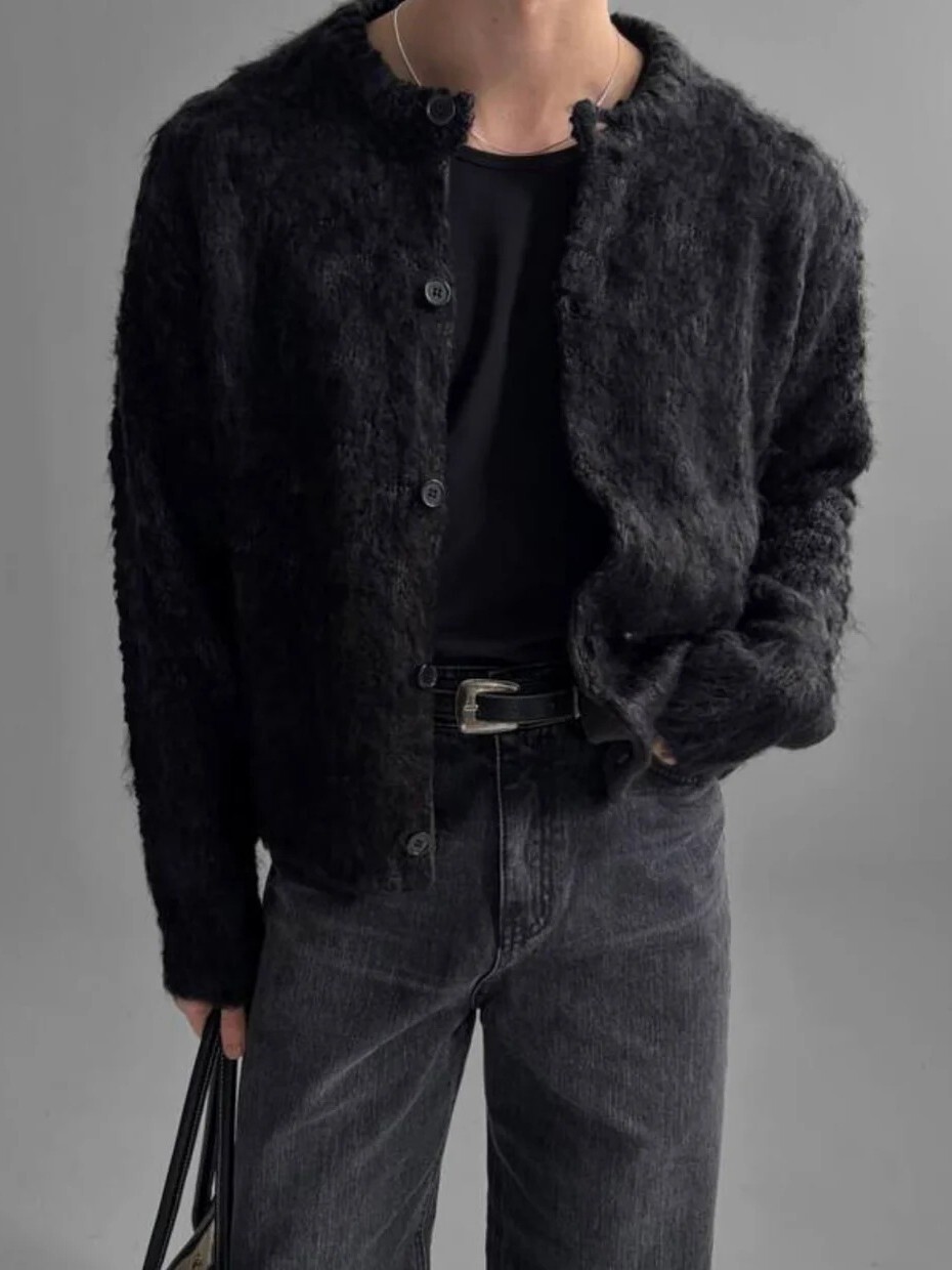 混紡羊毛開襟衫