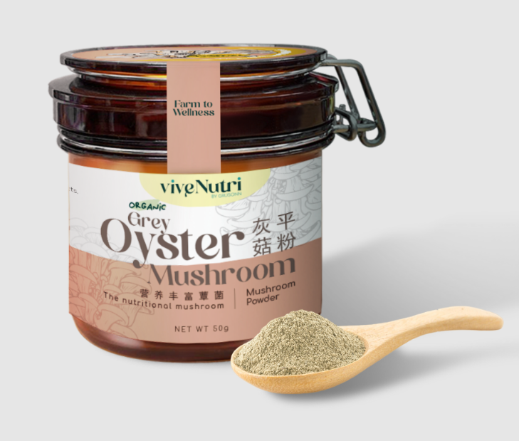 CA260107-Y76-ViveNutri  灰平菇粉 Grey Oyster Mushroom Powder（Pleurotus ostreatus）50G (EXP 2027/2028)