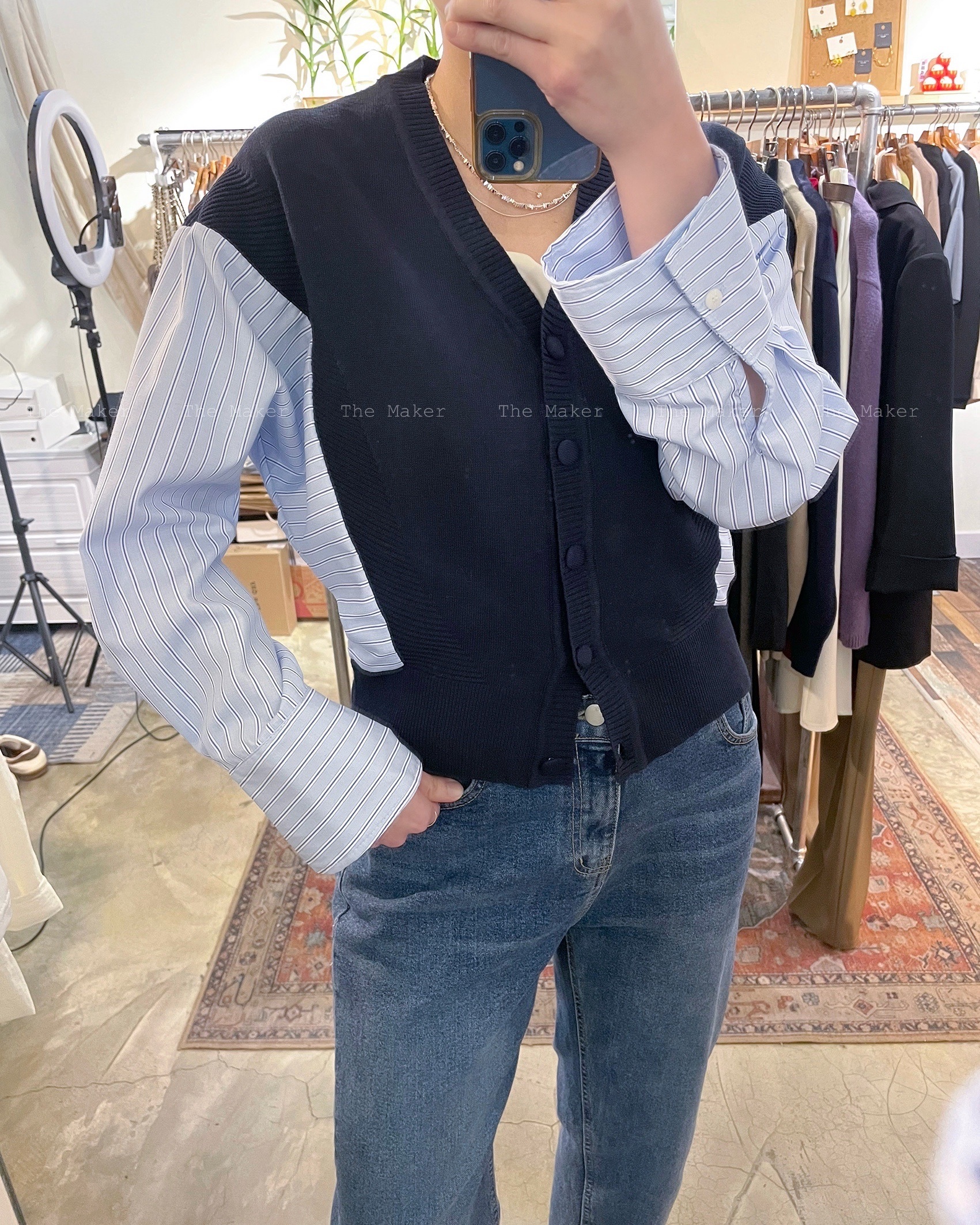 🏆 修身拼料Cardigan 🏆