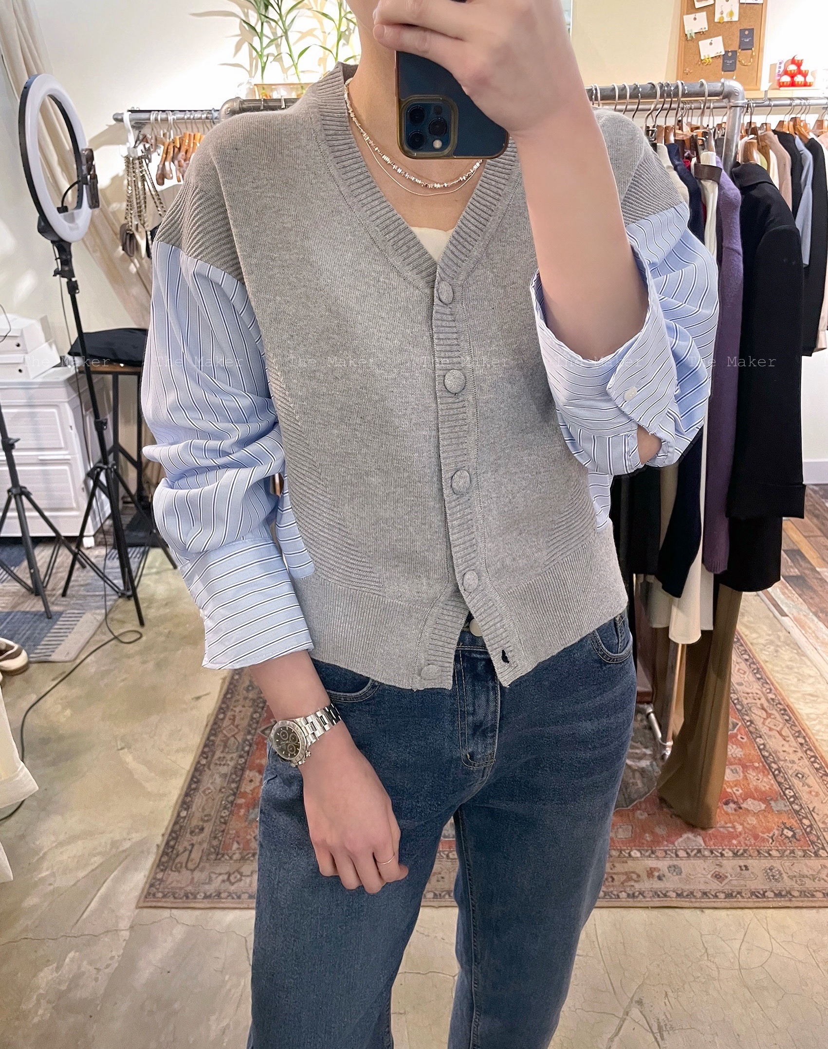 🏆 修身拼料Cardigan 🏆