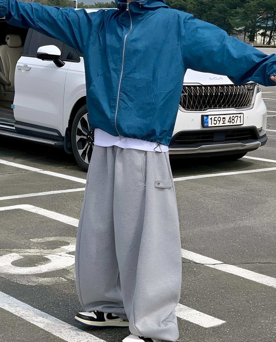 抽繩 側束口 直筒 男女 棉長褲