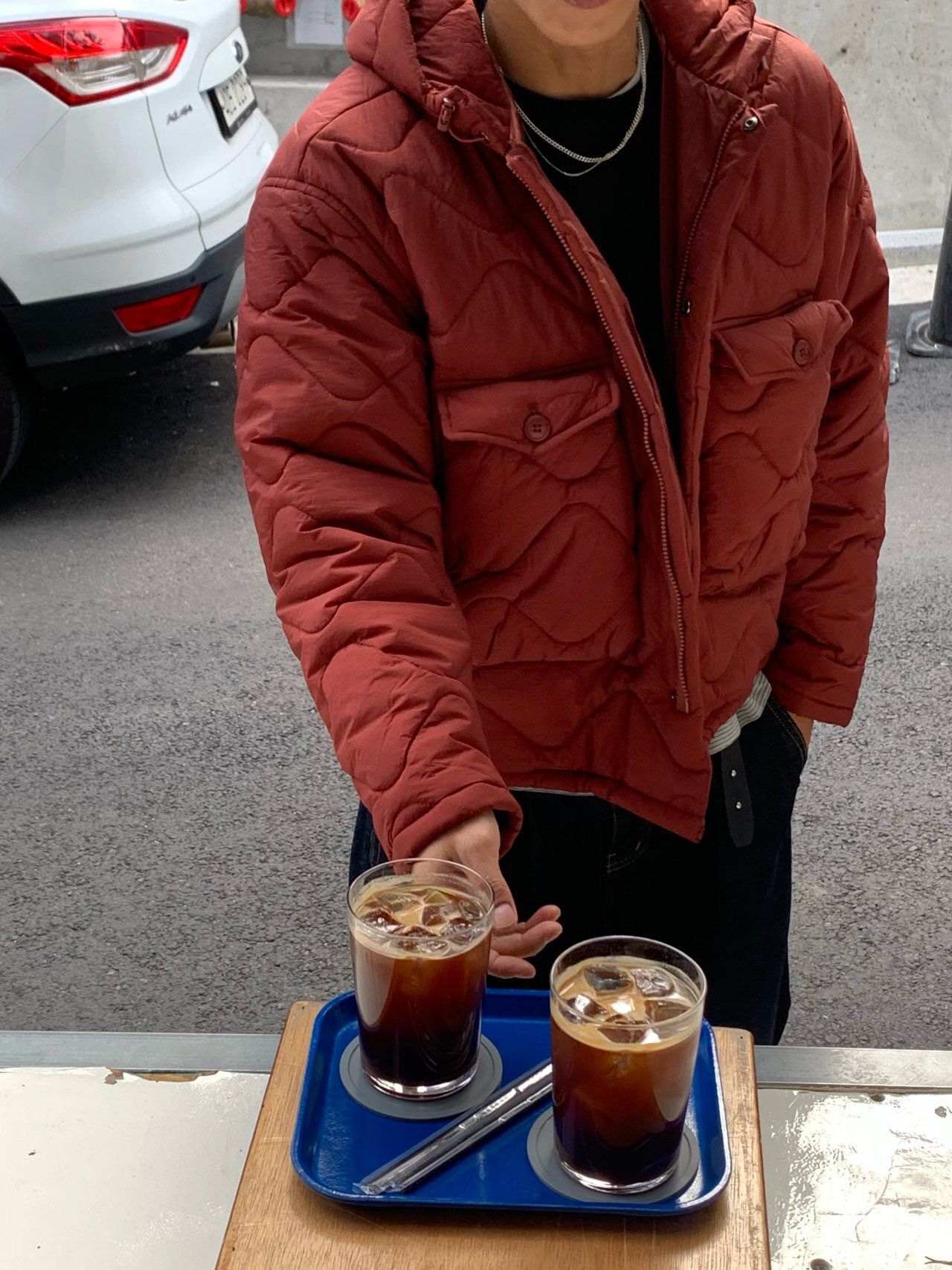 暗紋連帽拉鍊外套(薄夾棉) MENTO-021JK