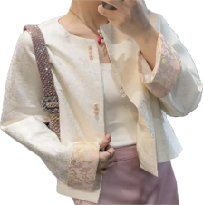 0109An55-春節靚衫-中式外套(米白色)（A55）