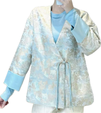 0109An56-春節靚衫-中式外套 (粉藍)（A56）