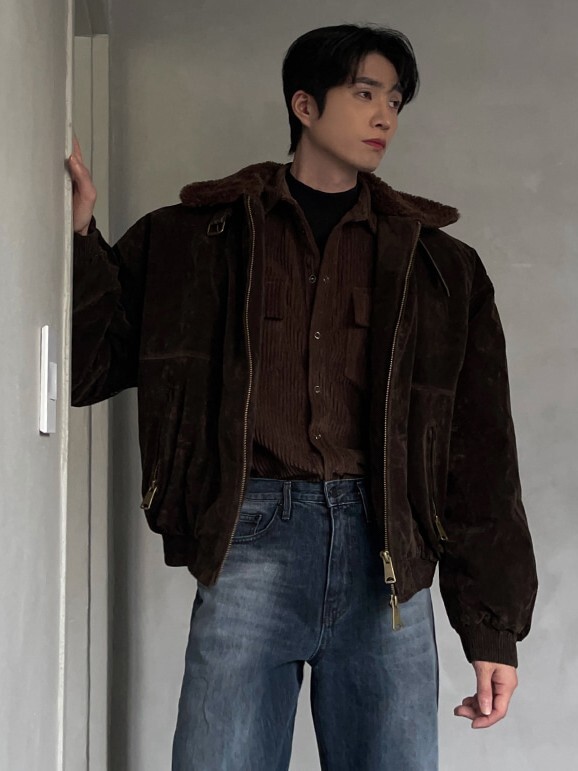 天鵝絨西部短款野馬外套