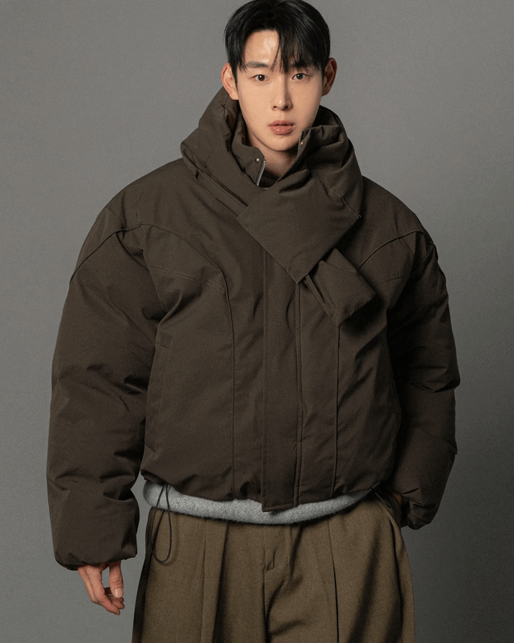 短款圍巾羽絨外套