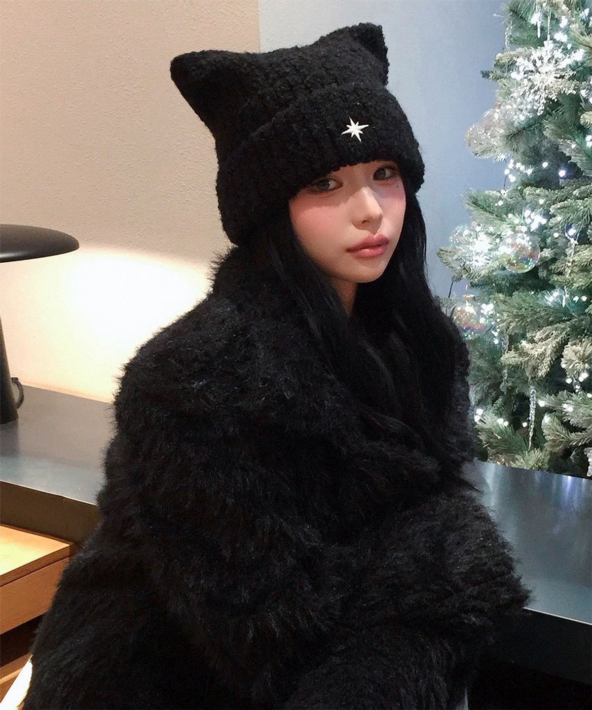 NOMBRE EMBROIDERED CAT BEANIE 星星 貓耳帽 毛帽 NOMCAP001