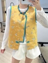 0109An73-春節靚衫-中式背心 (黃色/杏色)（A73）