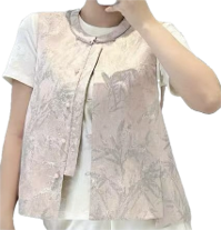 0109An77-春節靚衫-中式背心 (杏色)（A77）