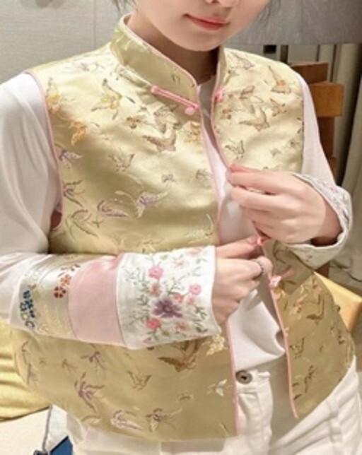 0109An86-春節靚衫-中式背心 (金色)（A86）