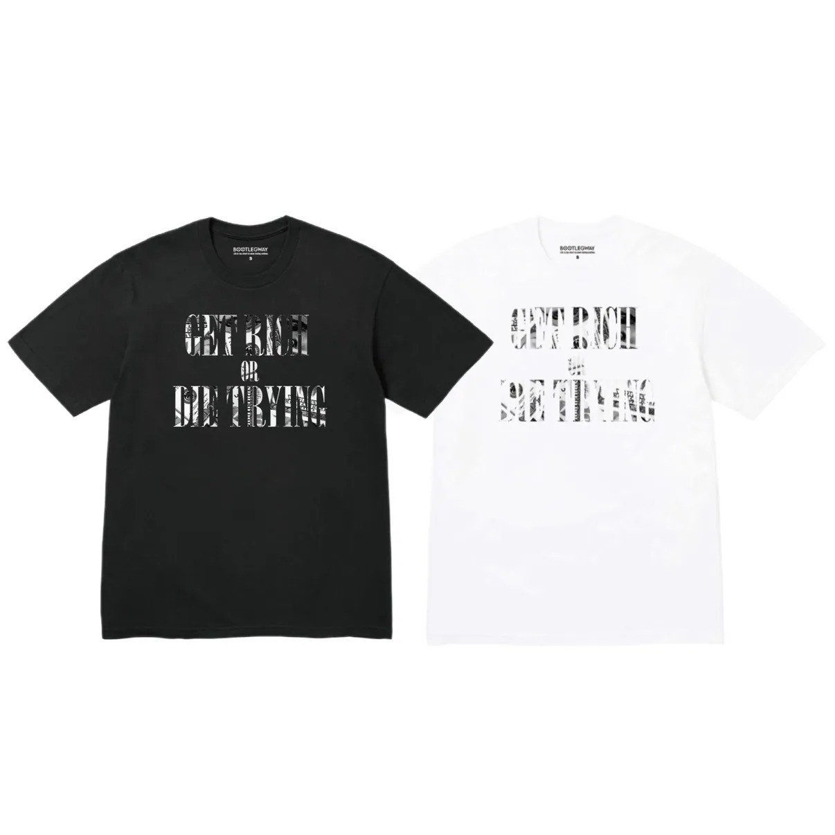 Bootlegway｜"GET RICH" Tee (Black/White)