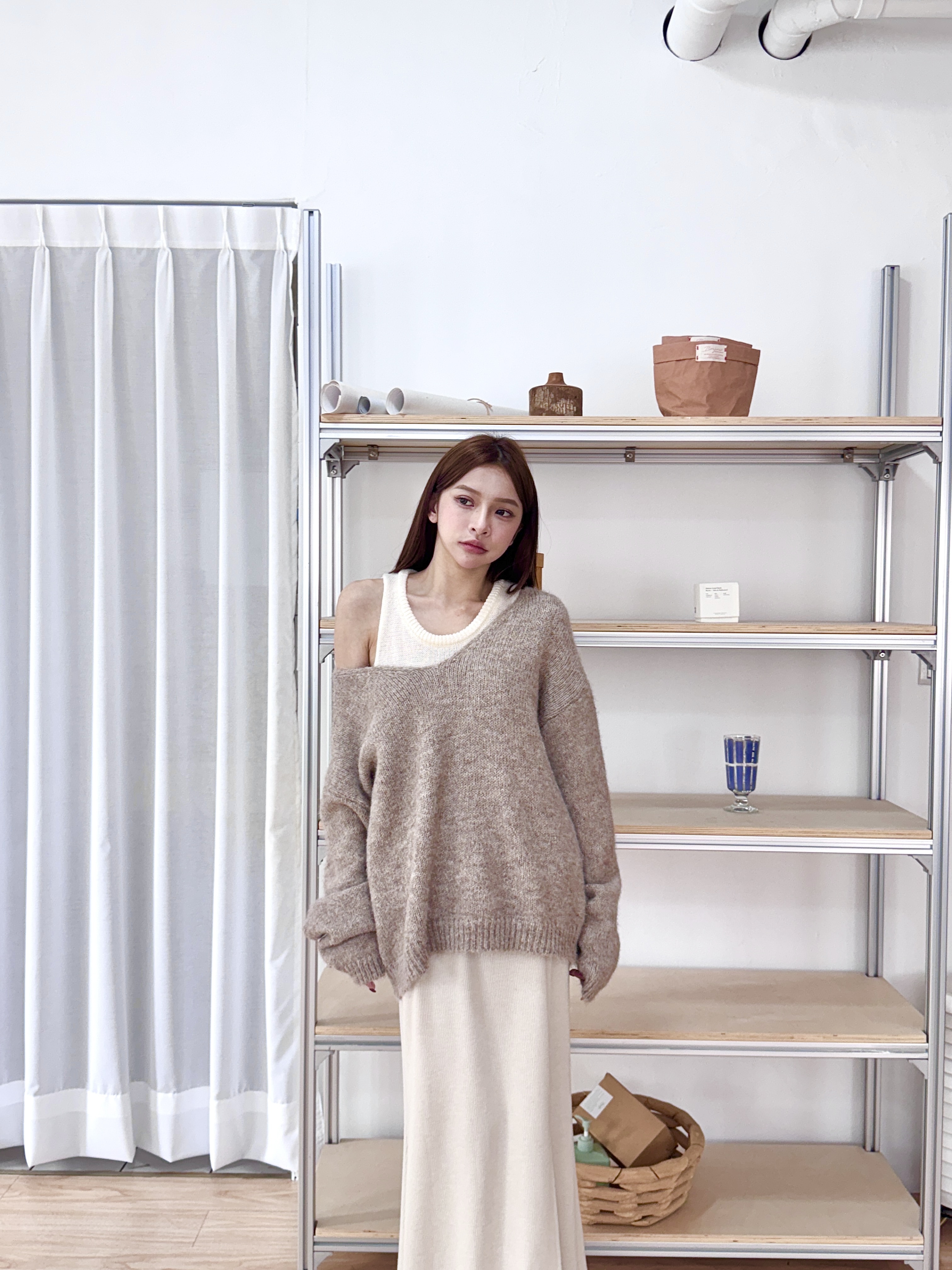 溫柔系女神!!針織真兩件撞色毛衣