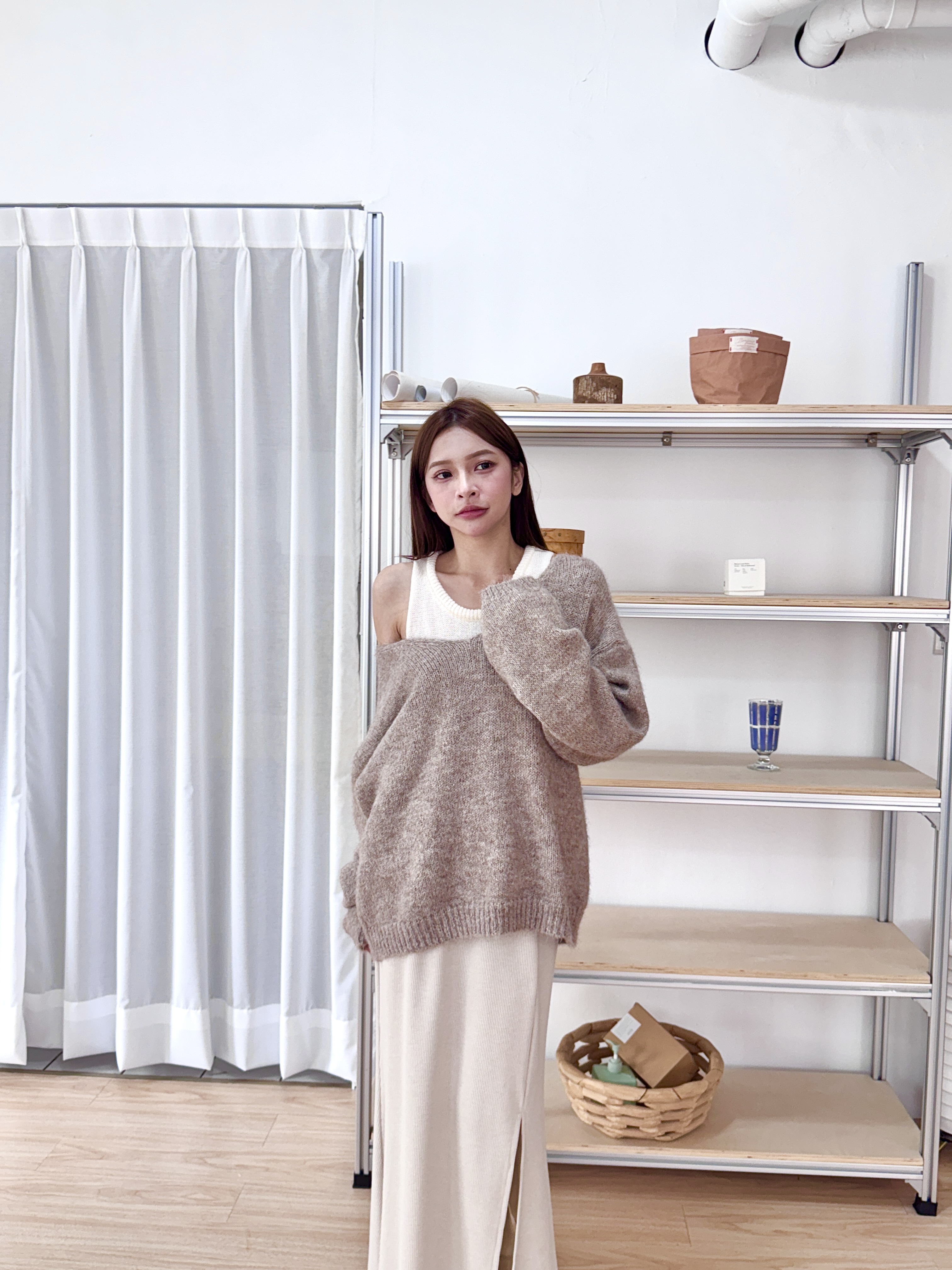 溫柔系女神!!針織真兩件撞色毛衣