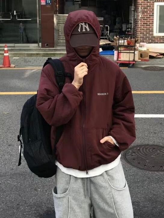 英文字連帽拉鍊外套(雙面) GARMENTS-068JK