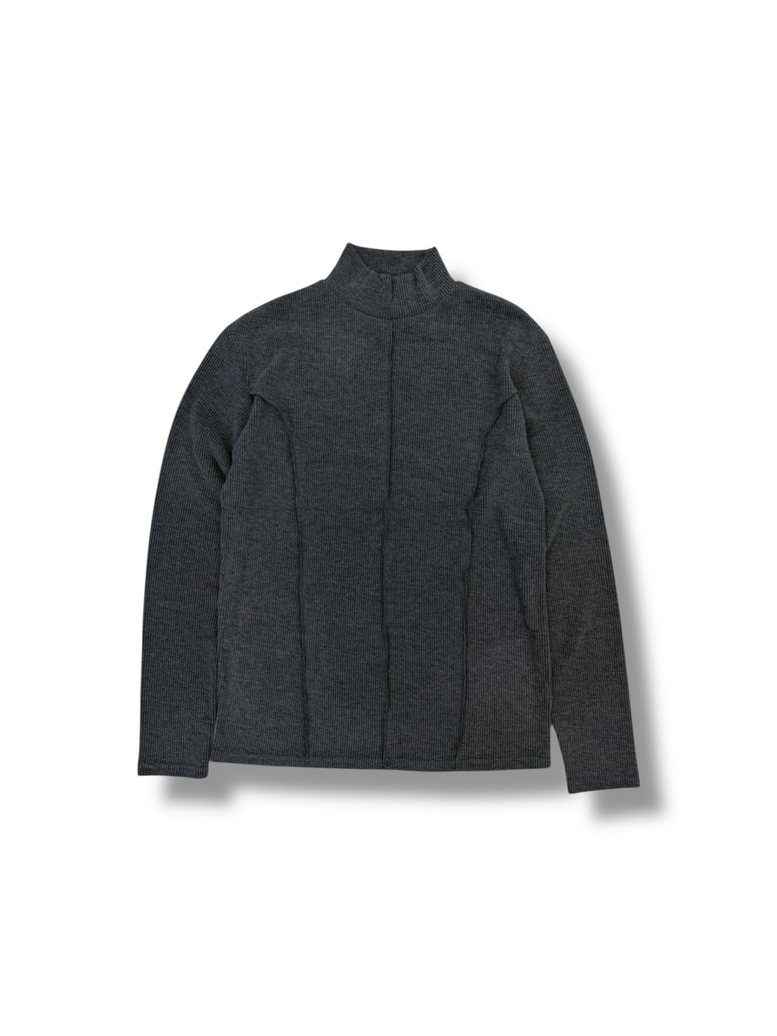 Symphony 長T-工藝感解構線條彈力上衣(外脊線修身)灰色