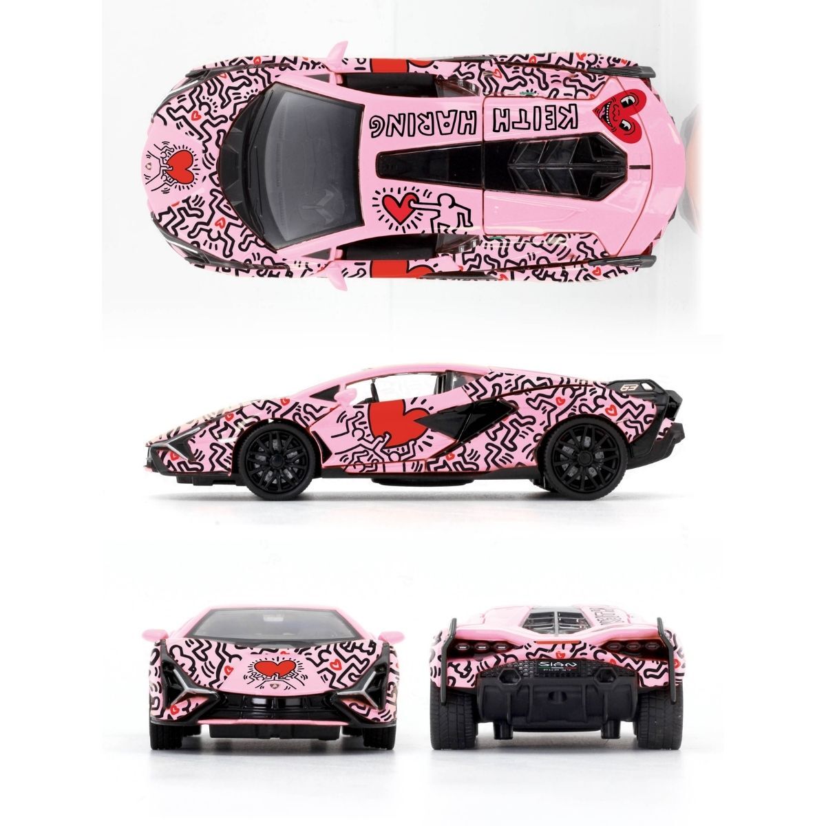 合金模型車 - 1:32LamborSian KeithHaring聯名粉紅色