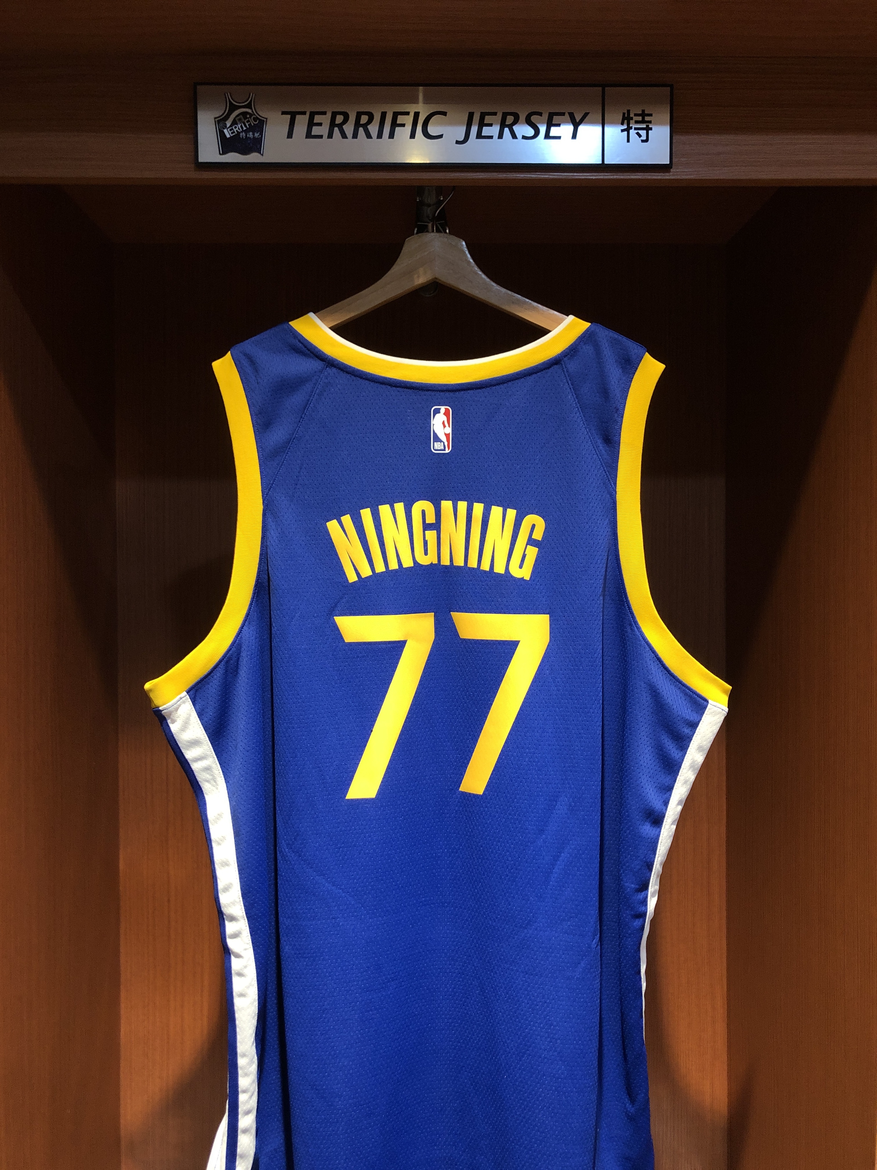NBA球衣 Ningning #77 aespa 金州勇士藍 Icon Nike Swingman 球迷版 熱轉印 全新