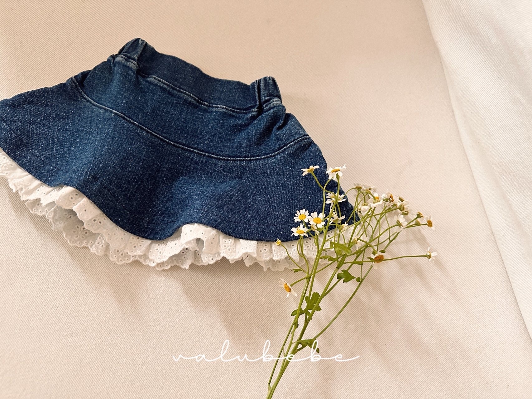 Valu Bebe Lace Denim Flared Skirt