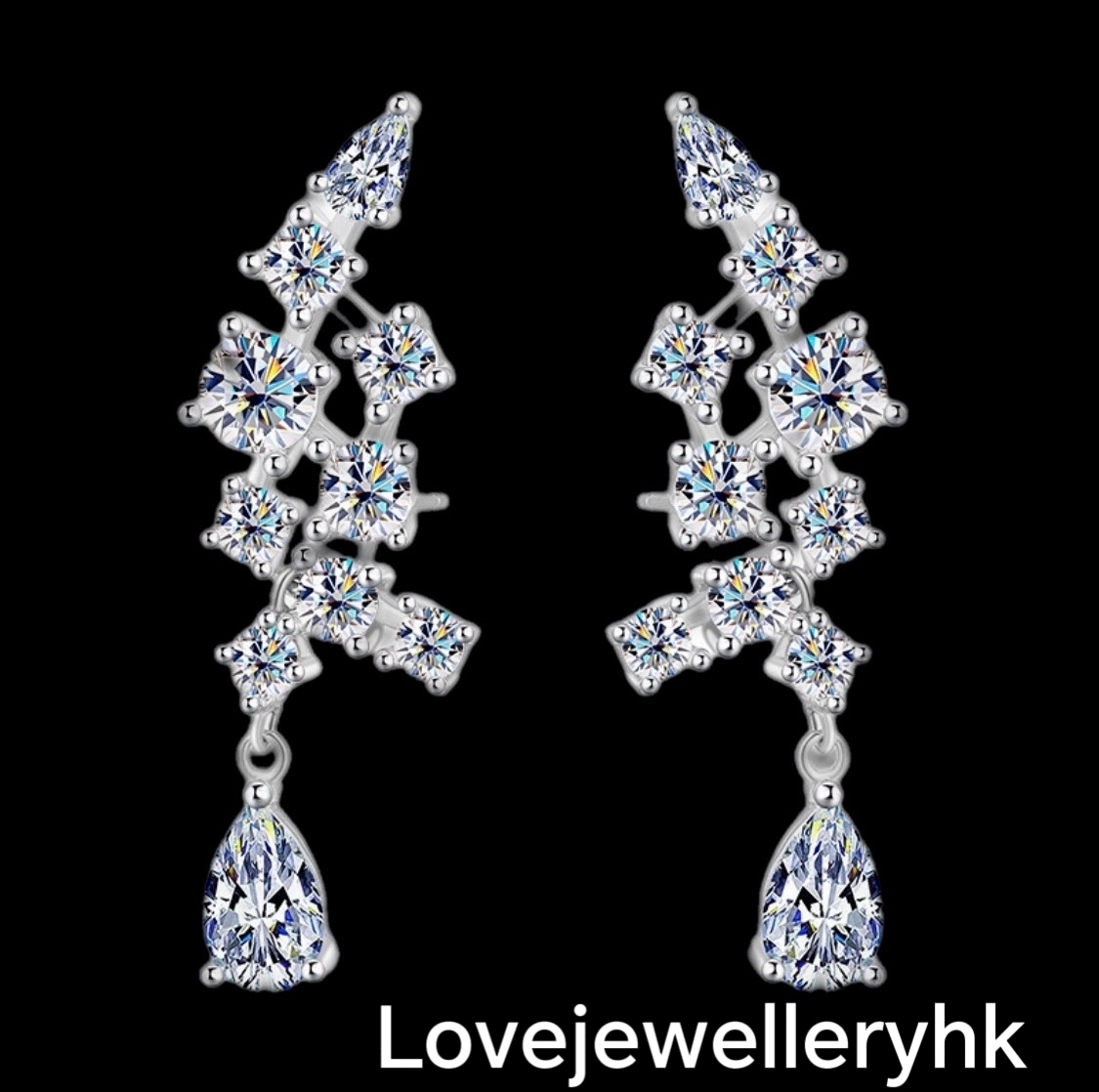 全莫桑鑽豪華水滴耳環         E6.1C029