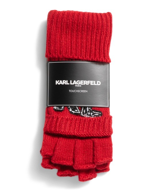 【預購】KARL LAGERFELD H010864 絎縫拼貼短款手套