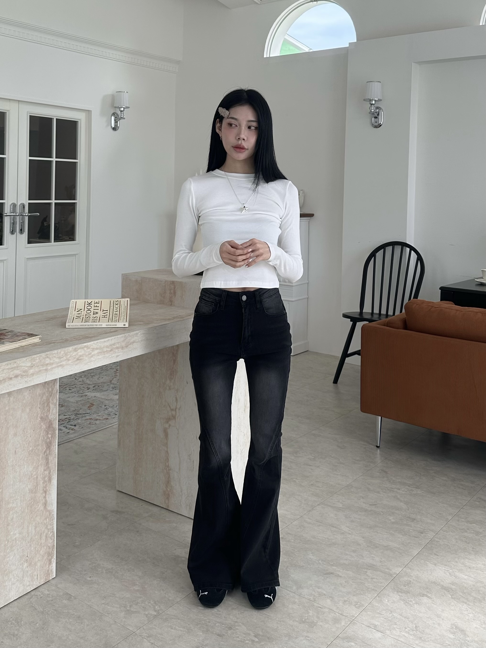 mmb兩種長度摯愛刷色彈力喇叭褲