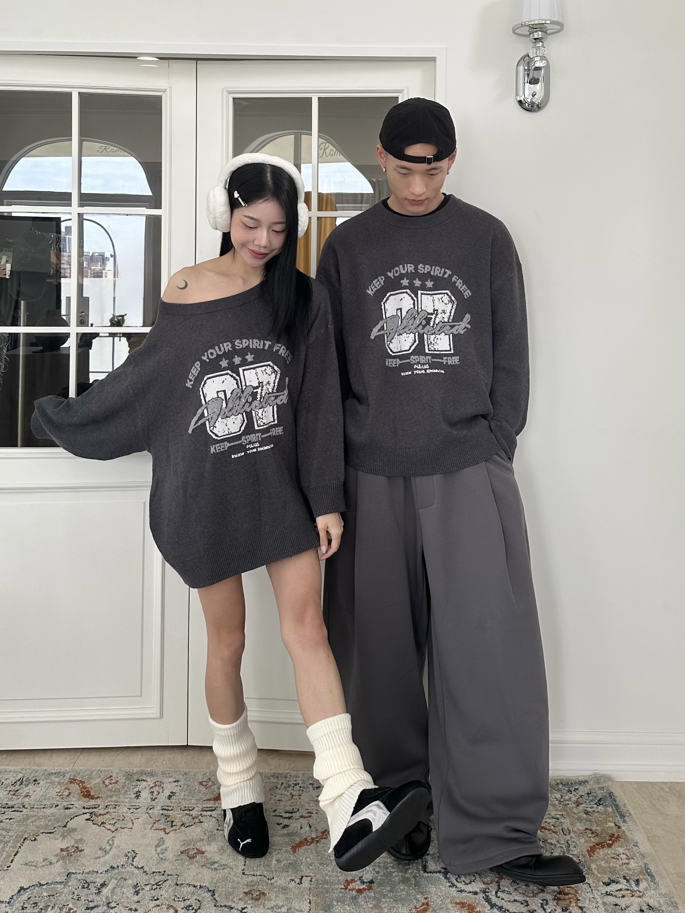 mmb美式運動親膚高彈情侶毛衣