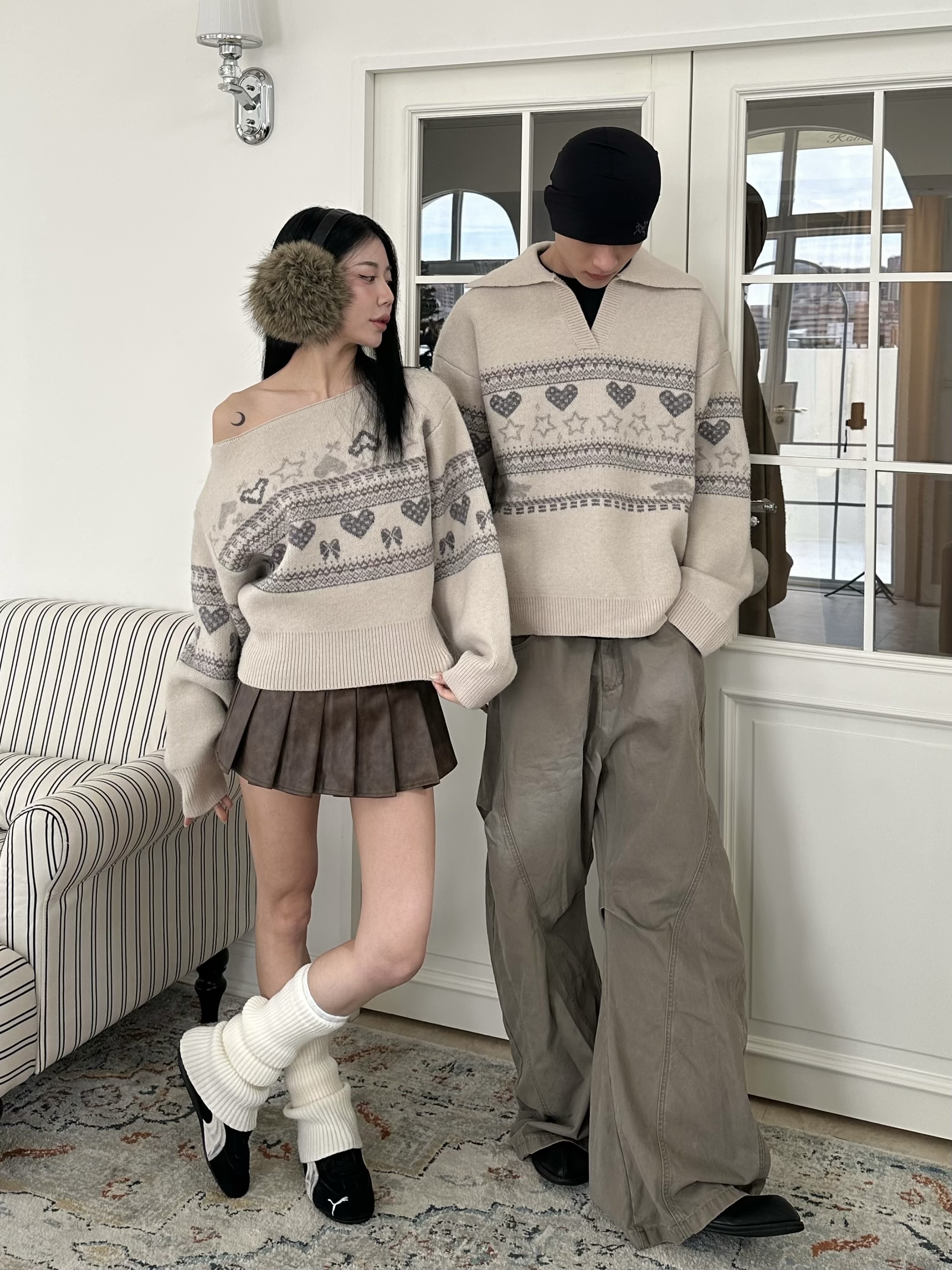mmb冬季浪漫費爾島情侶毛衣