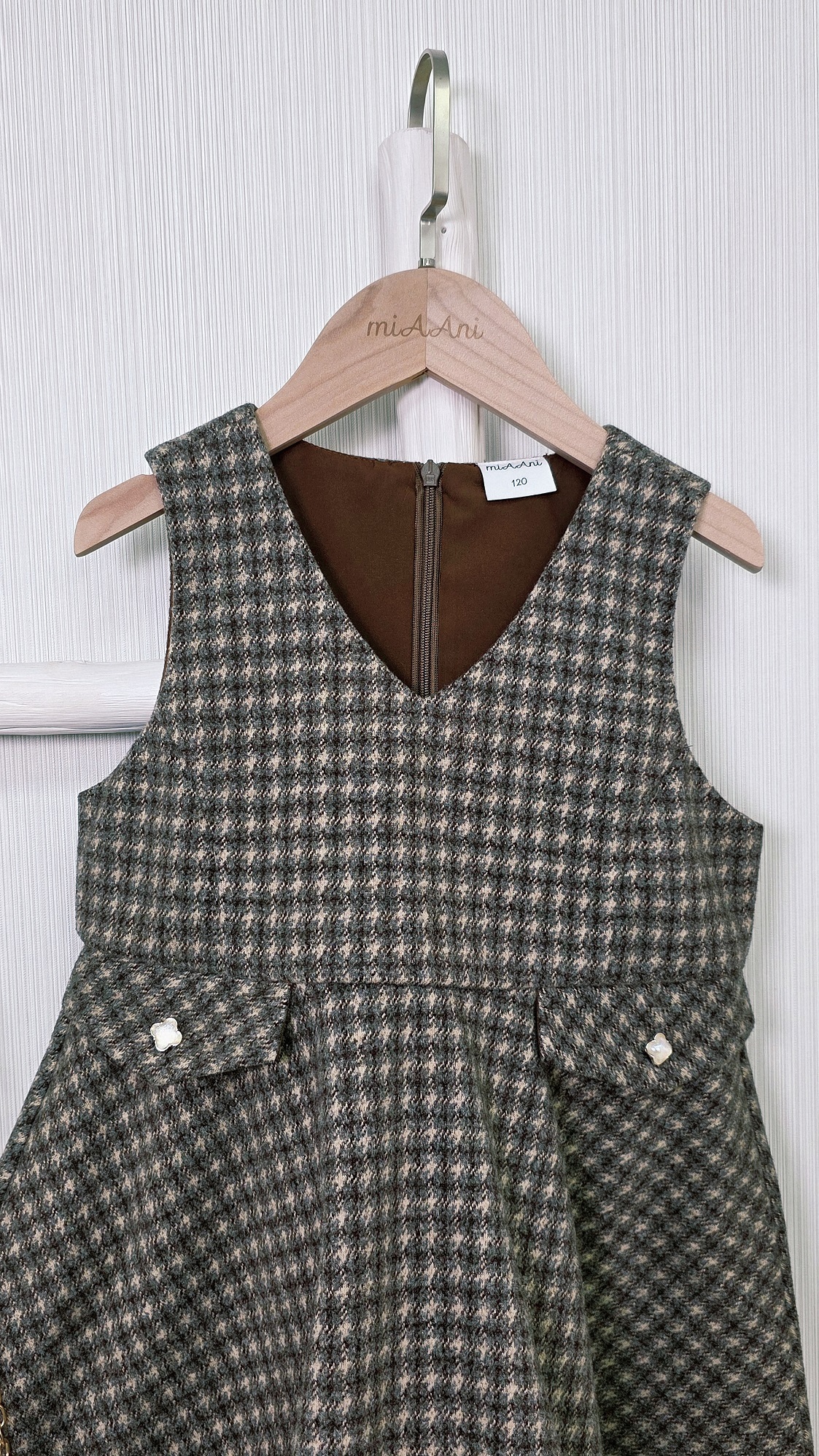 Clara 深啡千鳥格字連身裙