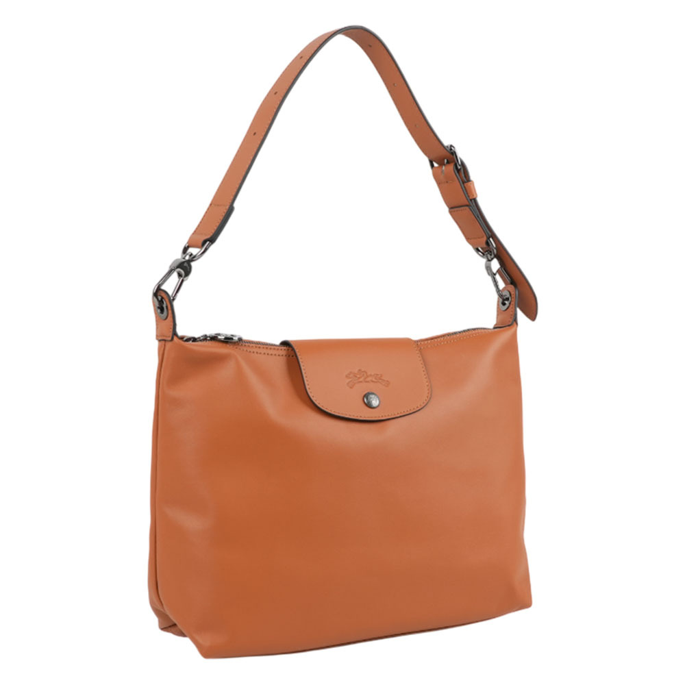 【Longchamp】Le Pliage Xtra Hobo M號小牛皮肩背包(腰果色)