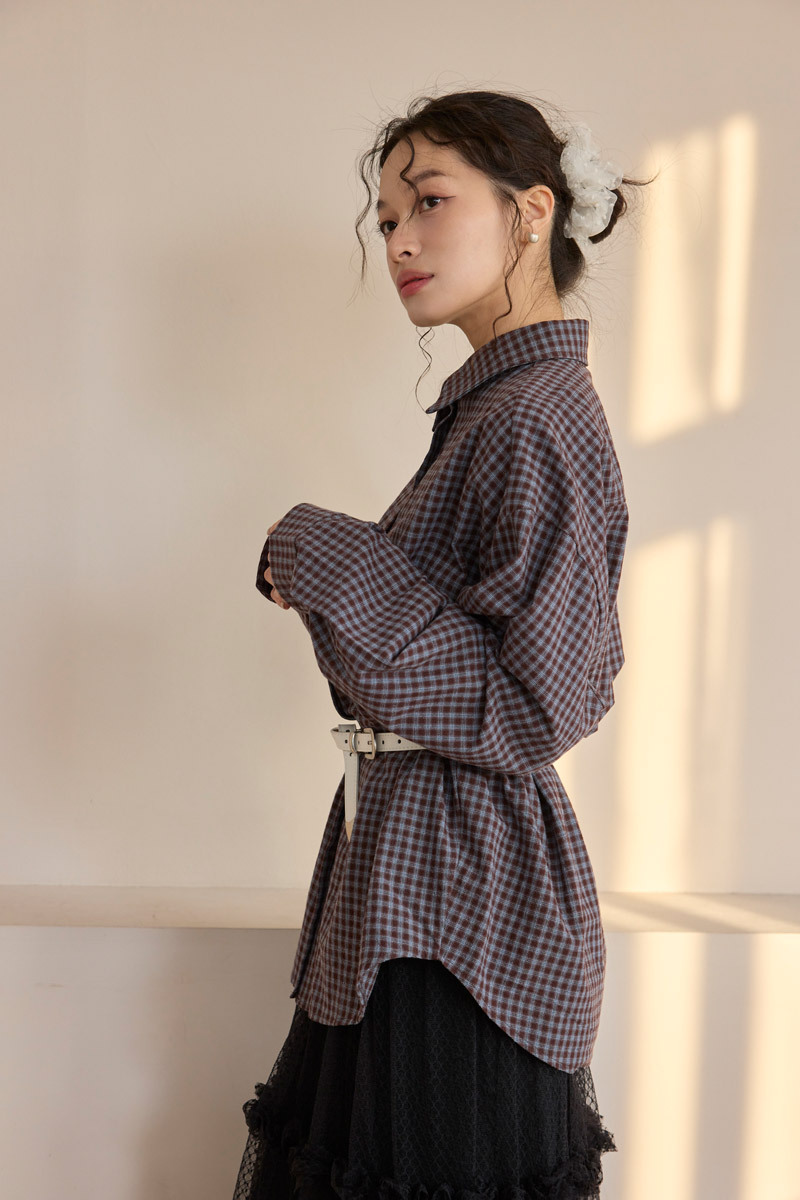 日系細格紋襯衫