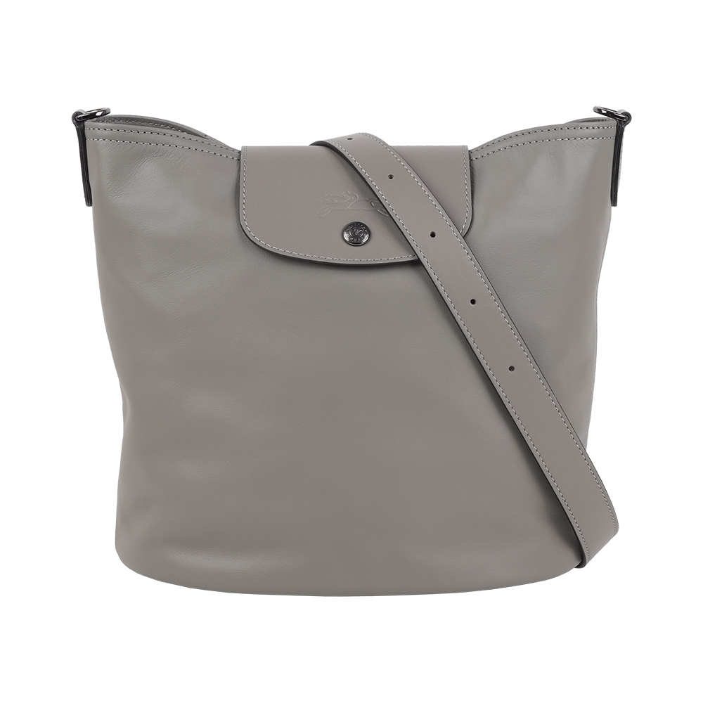 【Longchamp】Le Pliage Xtra 小牛皮釦式水桶包/肩背包(斑鳩灰)