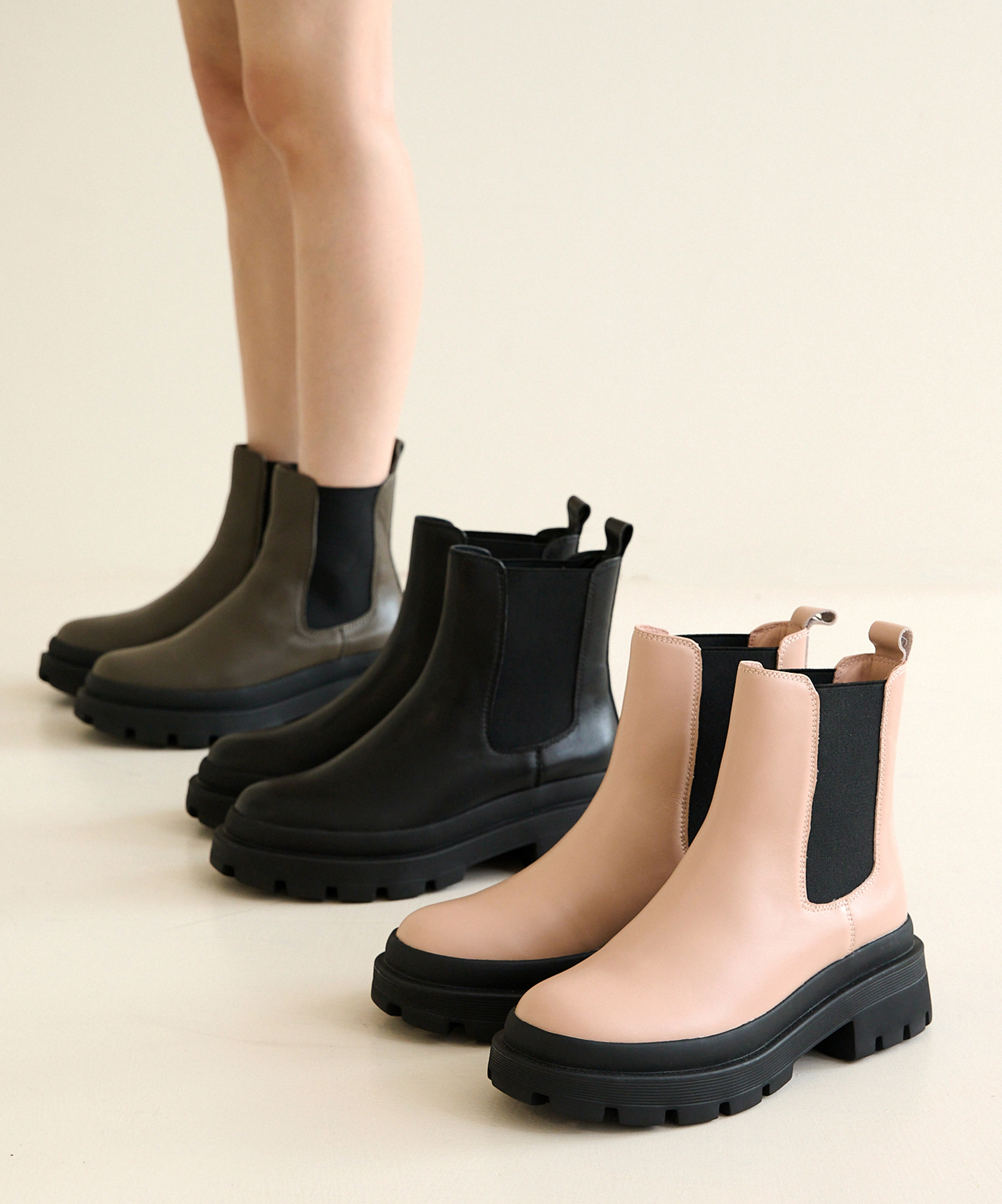 Belen 輕質厚底切爾西中筒靴 (三色)