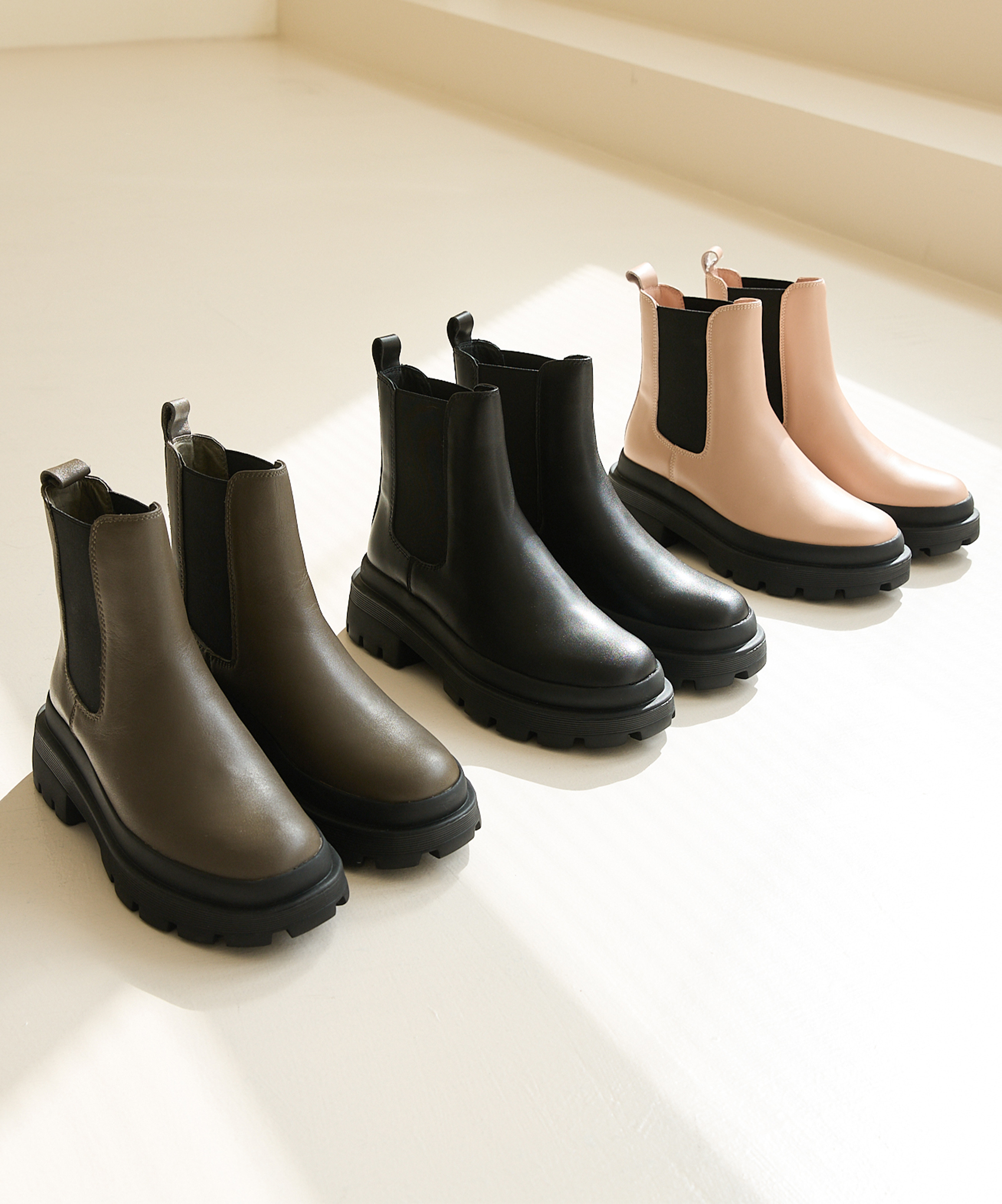 Belen 輕質厚底切爾西中筒靴 (三色)