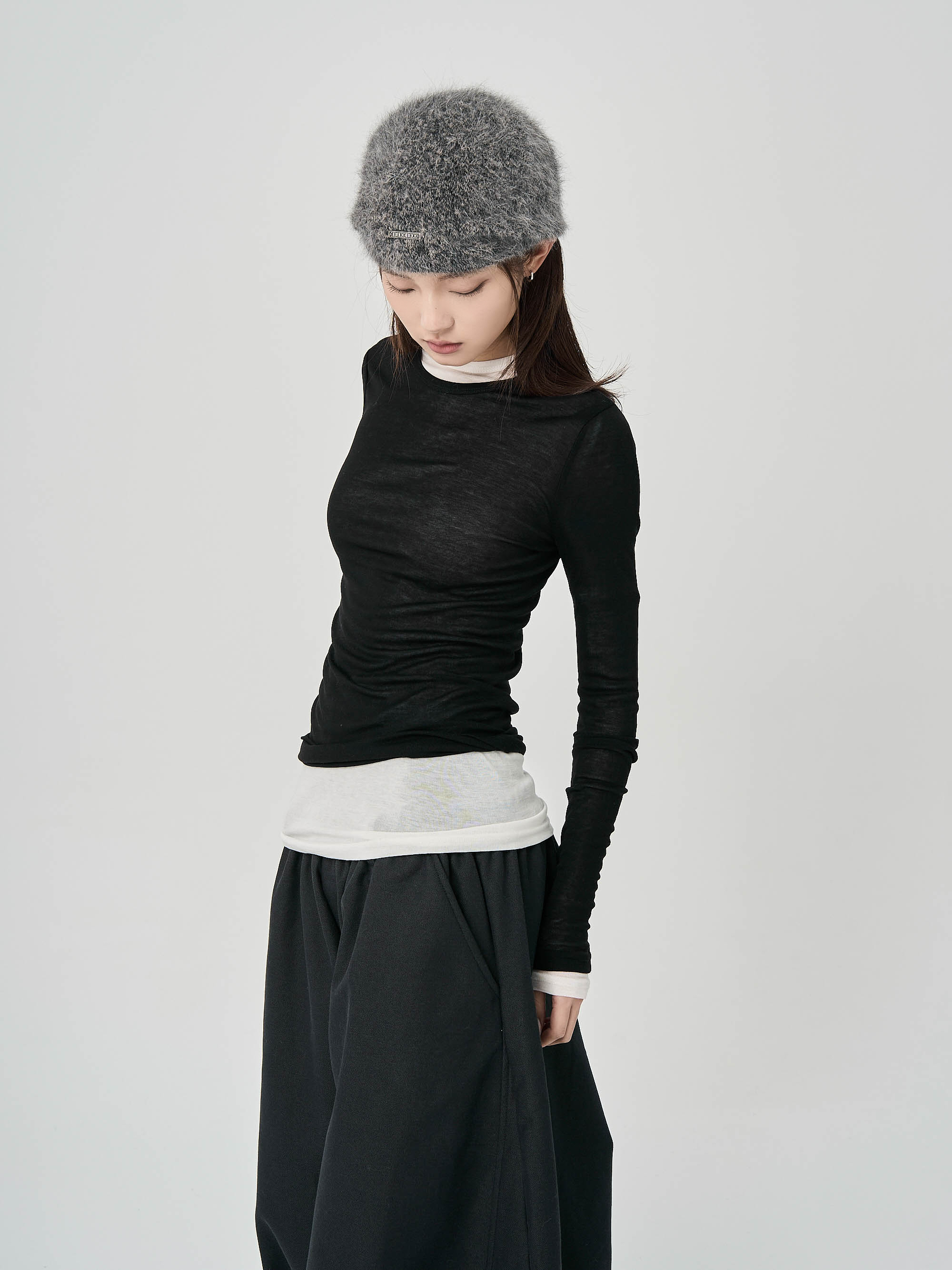 疊穿微透羊毛打底衫長袖(4色）