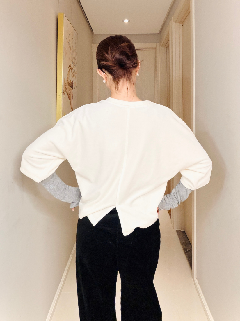 Natalie 3/4 Sleeve Lettered Fleece Top [ 3 colors / Free ]